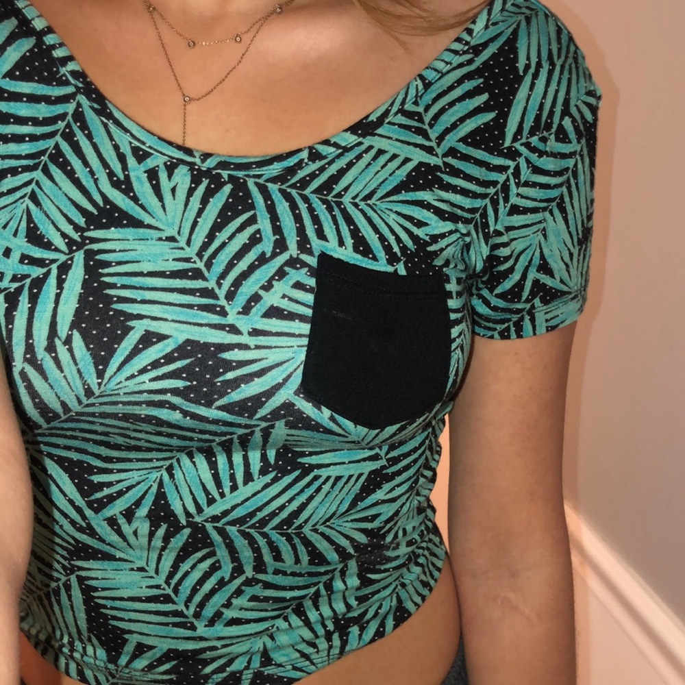 🐚 Pacsun ~ Nollie Earthy Palm Tree Crop Top (L)